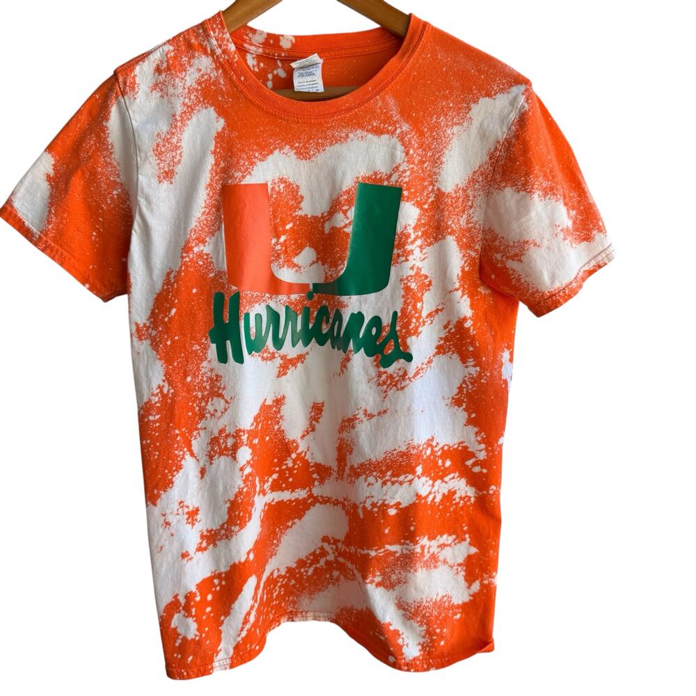 University of Miami Hurricanes T-Shirt Top Womens M Orange Marble Print THE U - Picture 10 of 11
